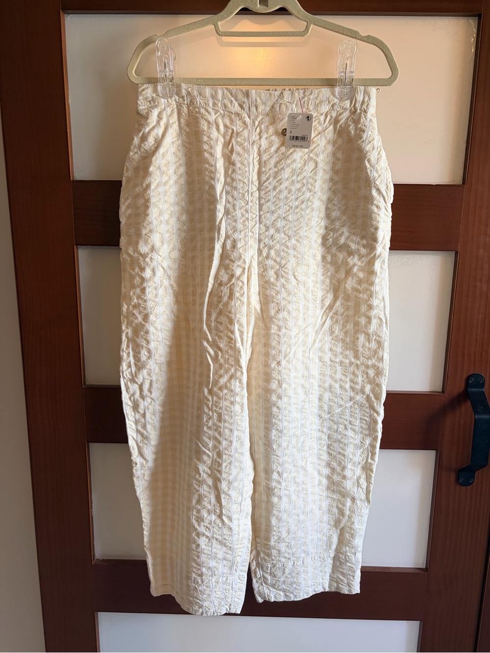 Lightweight Cream Textured Wide-Leg Pants Fee People Size M NWT